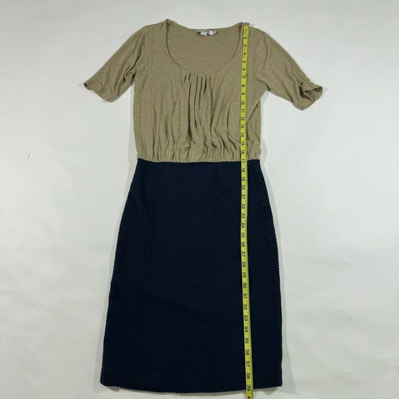 Boden Knee Length Dress Blue Beige Short Sleeve Scoop Neck - Picture 5 of 6